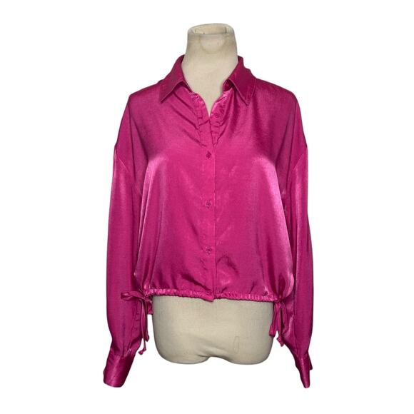 And Now This Fuchsia buttoned long sleeves blouse size Small - Picture 1 of 14